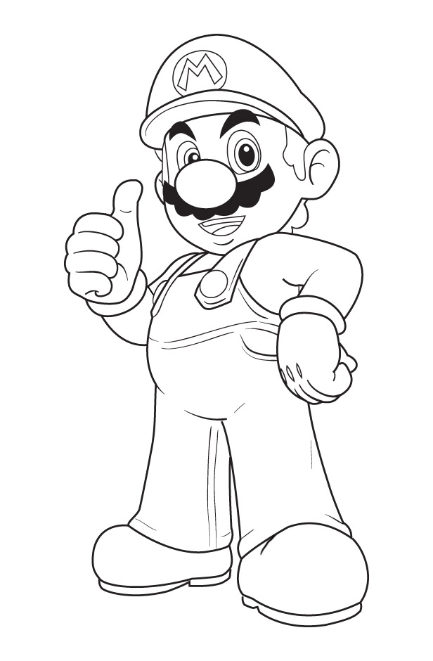 Mario Coloring pages  Black and white super Mario 