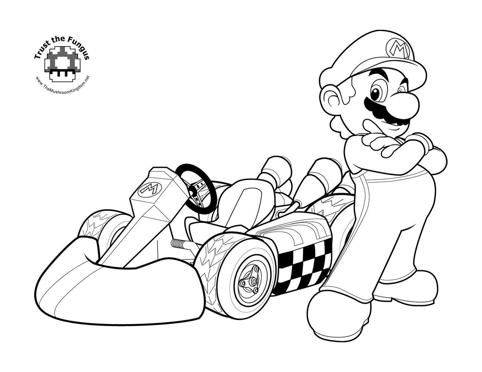 Mario Coloring pages - Black and white super Mario ...