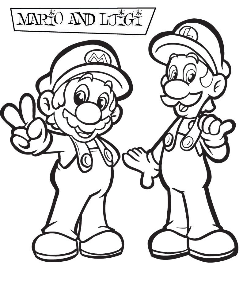 Mario Coloring pages Black and white super Mario