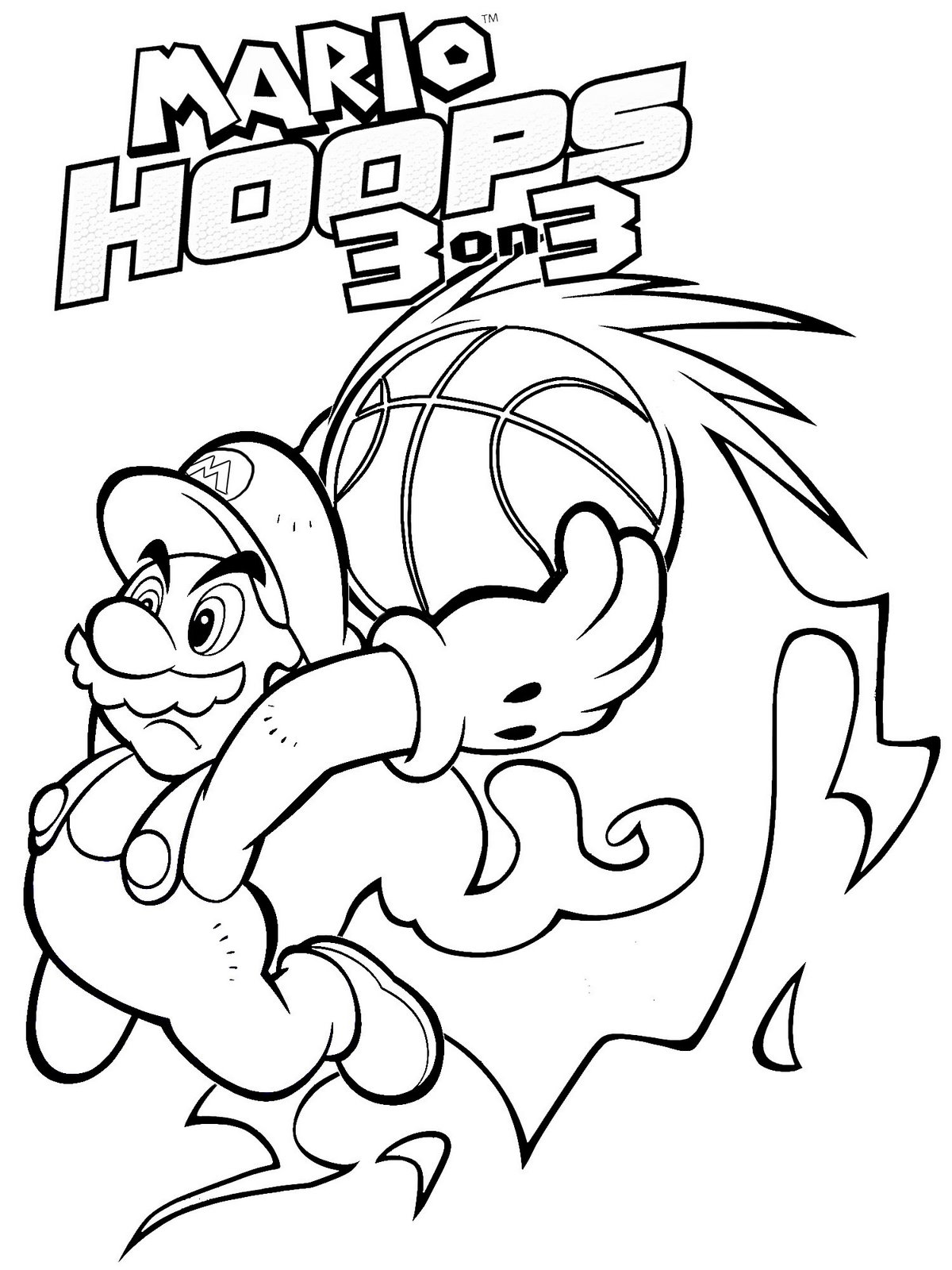 Mario Coloring pages Black and white super Mario