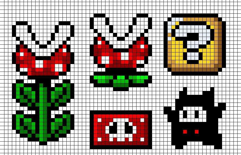 Minecraft Pixel Art Grid Mario
