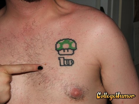 1 Up tattoo To remember that extra life