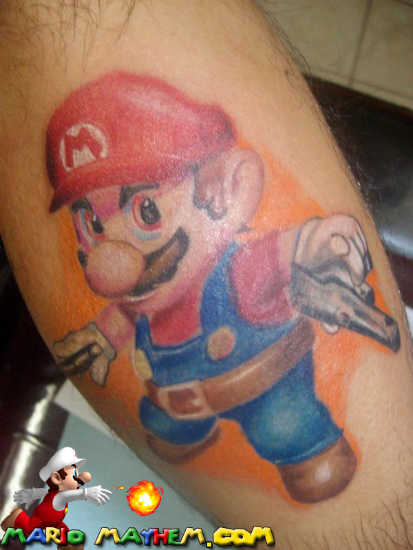 Mario shows his gangsta side in this awesome tattoo