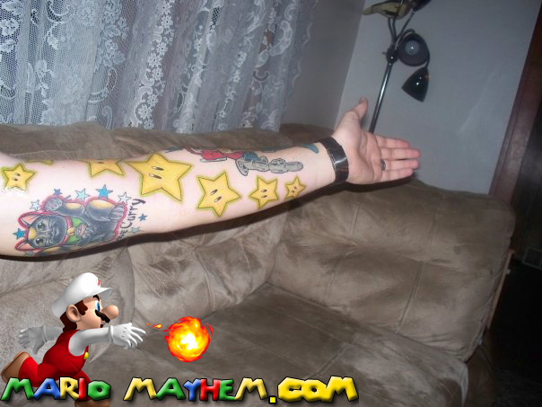 tattoo sleeves stars. Mario Star Sleeve Tattoo. This dedicated Mario fan has stars starting from 