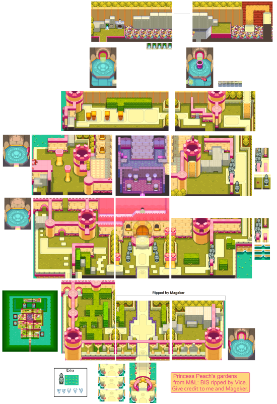 Mario and Luigi Bowsers Inside Story Overworld Backgrounds Peachs Garden