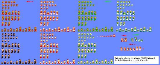Super Mario Bros. Deluxe - Playable Characters - Friendly Characters