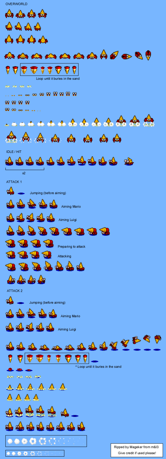 Mario and Luigi Bowsers Inside Story Enemies Drillbit Crab