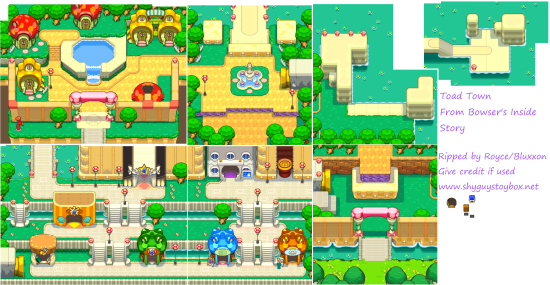 Mario and Luigi Bowsers Inside Story Overworld Backgrounds Toad Town