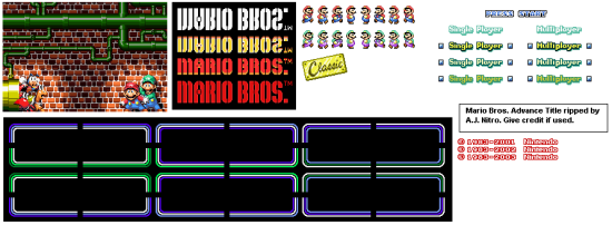mario bros classic title screen