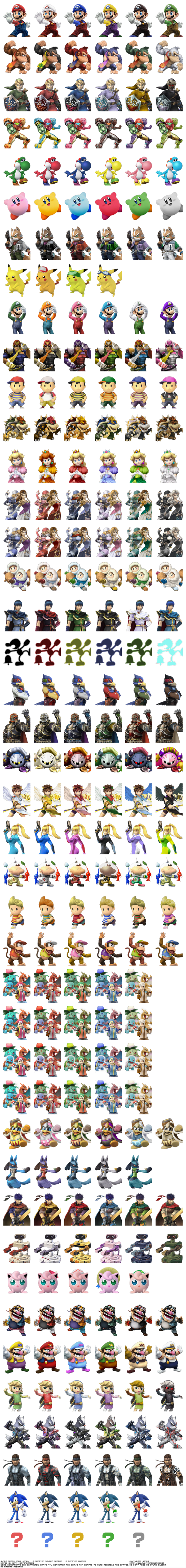 Super Smash Bros Brawl renders character busts