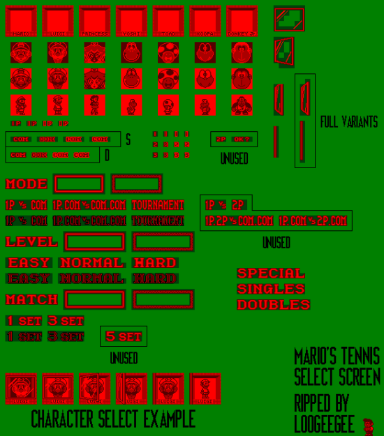 Mario Tennis misc-Selection Screen VB Sprites