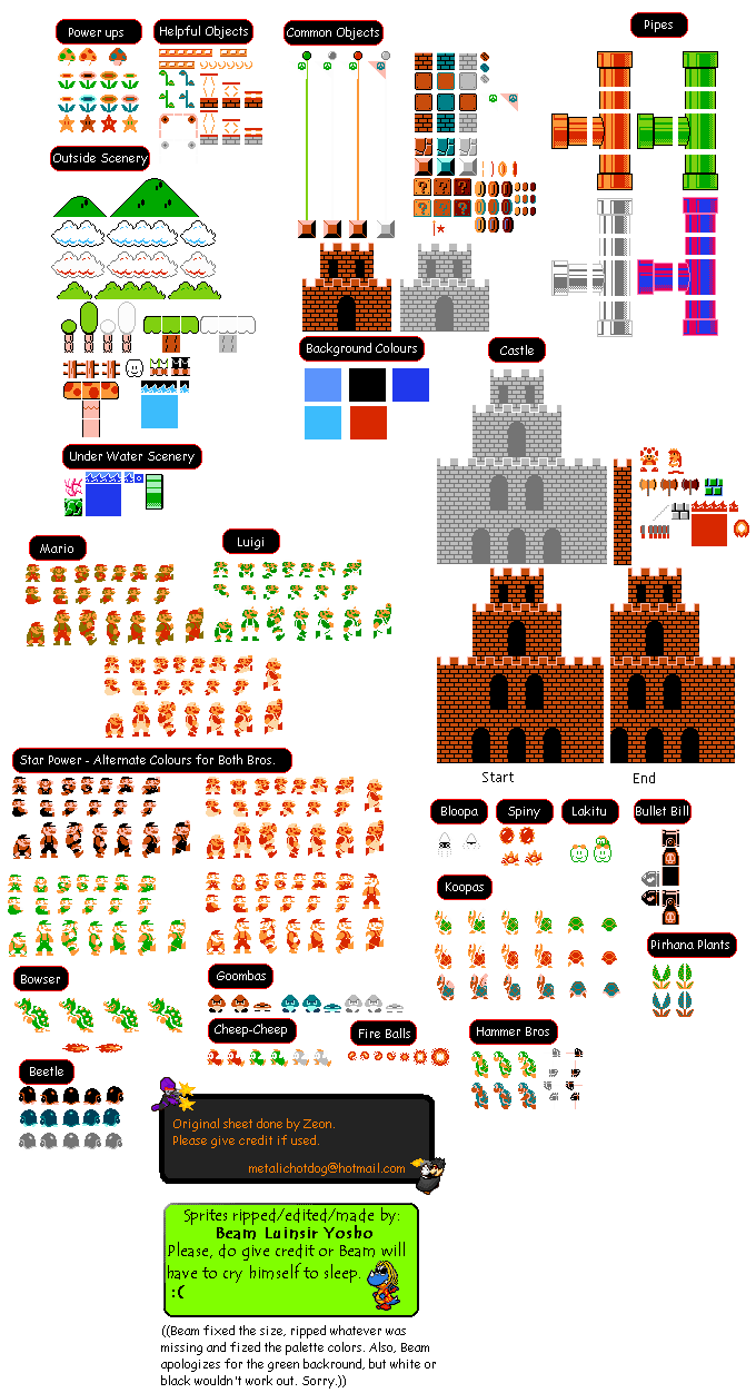 Super Mario World Sprite Sheets - SNES - Mario Universe.com