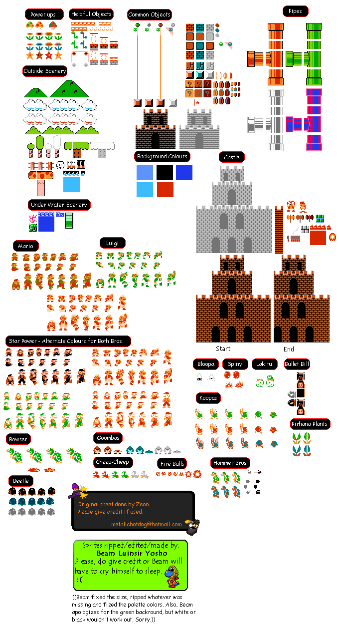 old super mario bros sprite sheet