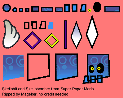 super paper mario enemy skellobit and skellobomber