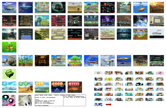 Super Smash Bros Brawl menus replay icons